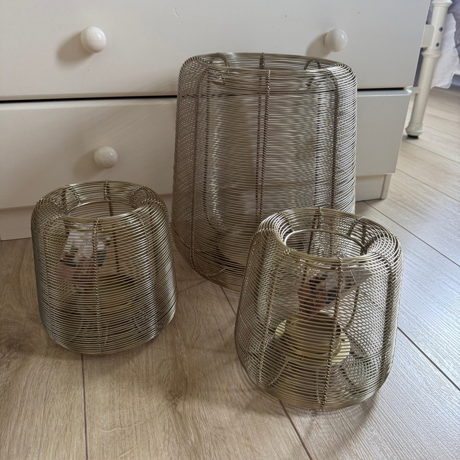 Draad windlichten goudkleurig, Ophalen, Zo goed als nieuw, Metaal