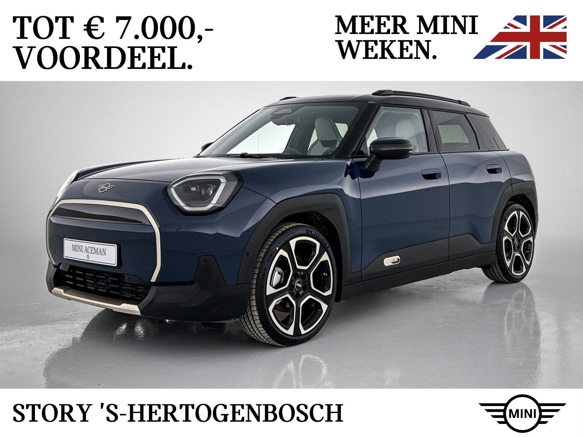 MINI Aceman E / Favoured / Pakket M / 19" Hexagram Spoke 2-t, Auto's, Beige, Blauw, Leder, Aceman