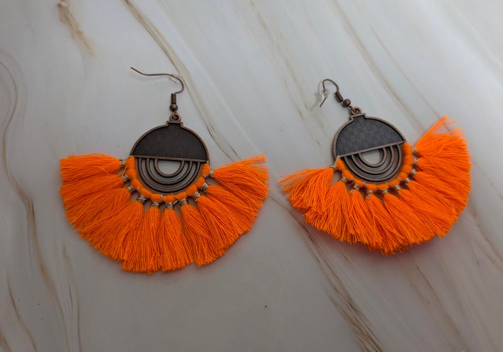 Oranje Statement Oorbellen - Koningsdag, Ibiza, Festival, Overige materialen, Hangers, Info@fashionaccessoires.nl, Nieuw