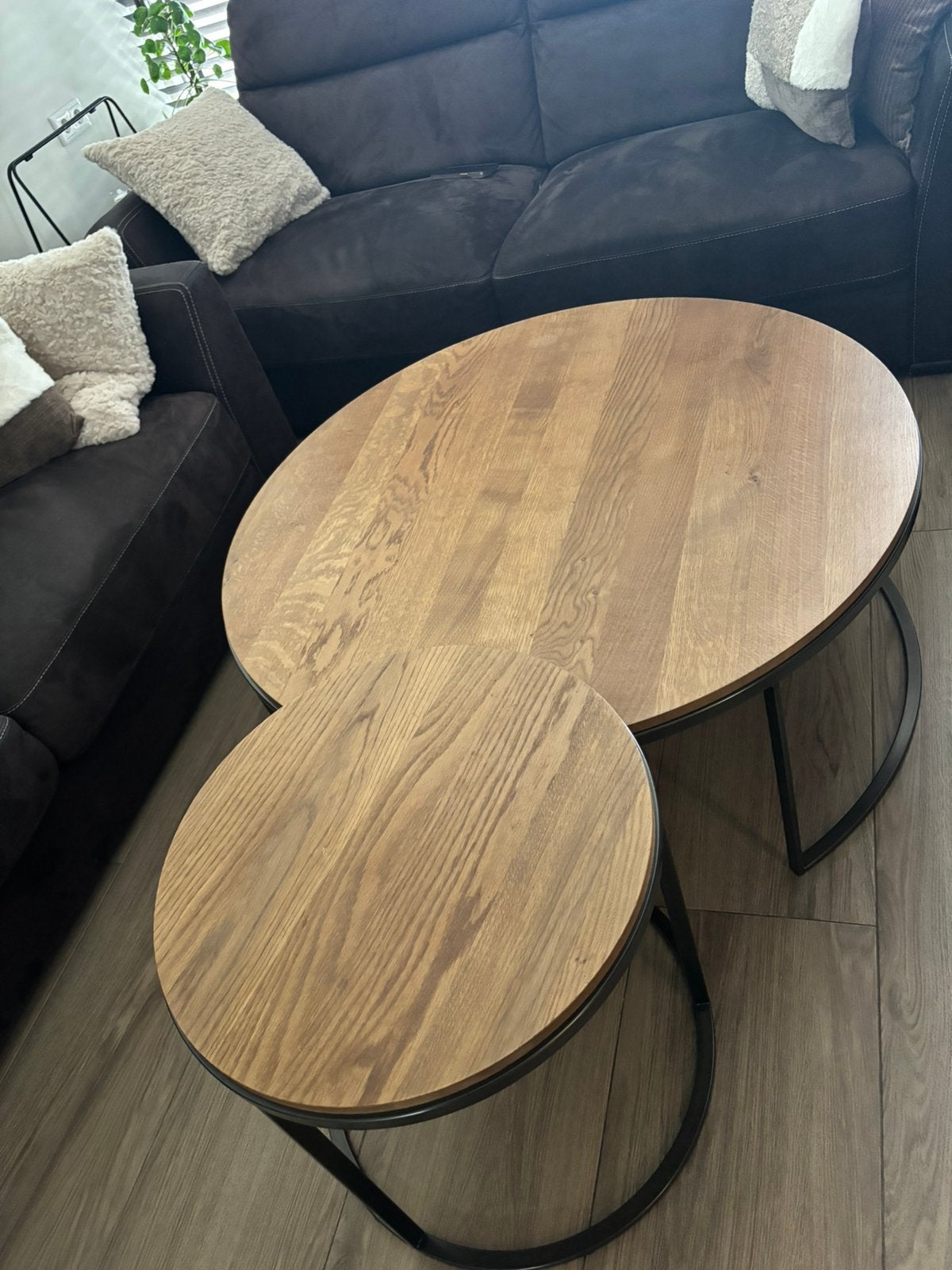 Set van 2 ronde salontafels, Ophalen of Verzenden, Zo goed als nieuw, Rond, 50 tot 100 cm