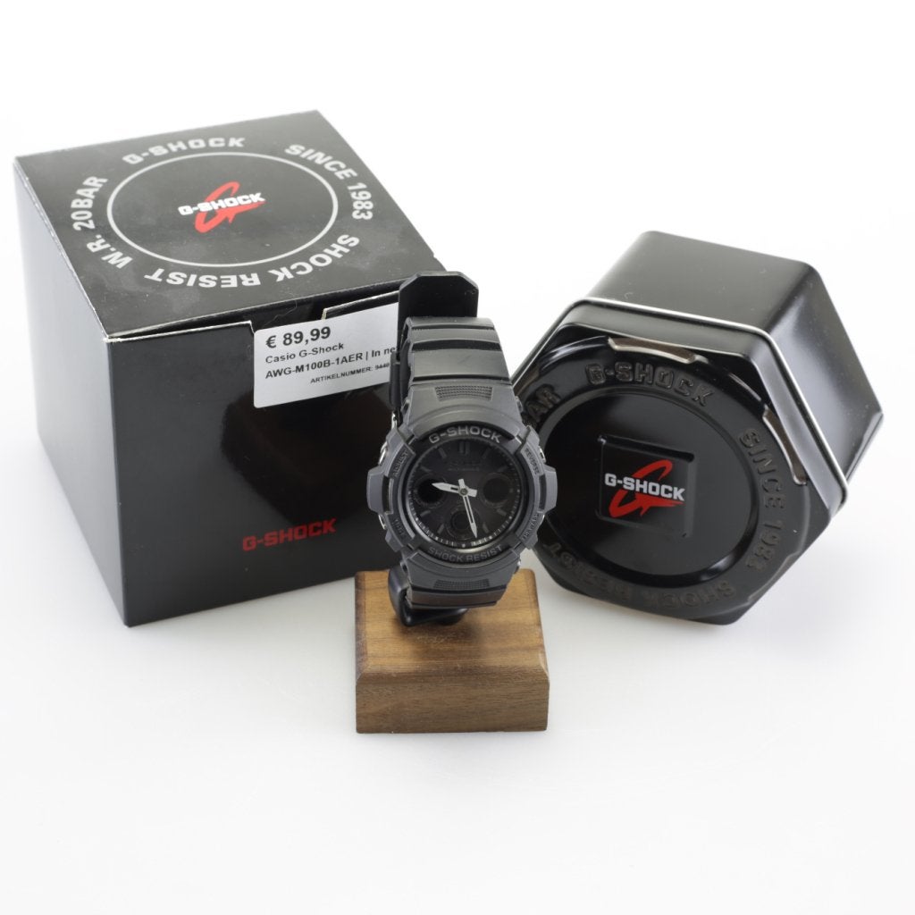 Casio G-Shock AWG-M100B-1AER | In nette staat, Sieraden, Tassen en Uiterlijk, Horloges | Heren, Casio, Zo goed als nieuw, Support@casio.com