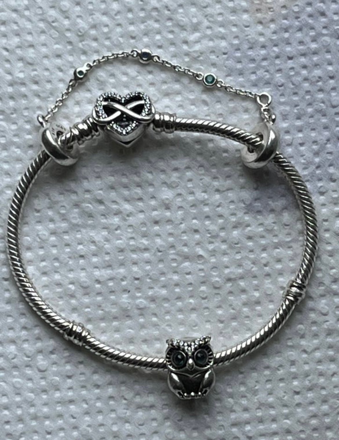 Pandora armband,bedel en veiligheidsketting, Ophalen of Verzenden, Zo goed als nieuw, Zilver