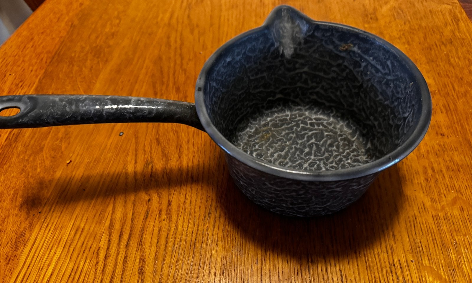 emaile grijs gewolkte steel pan, Ophalen of Verzenden, Zo goed als nieuw