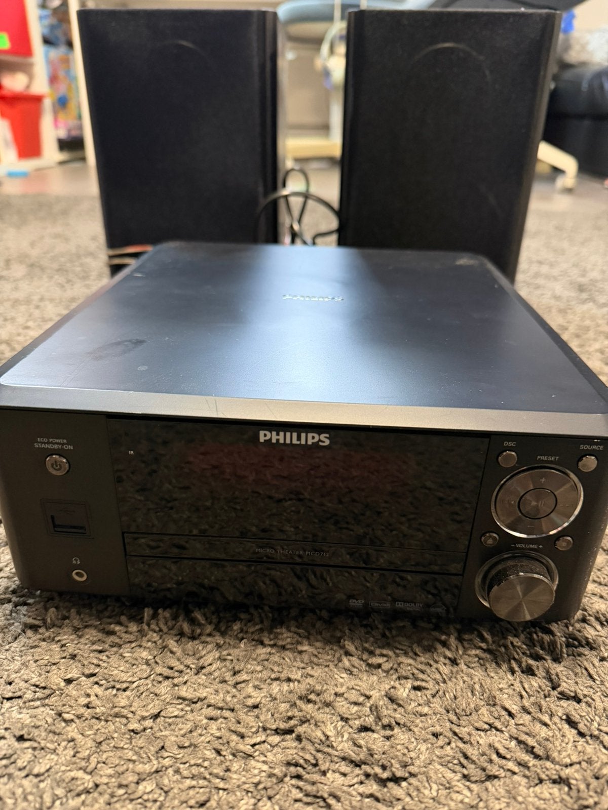 Philips Micro Theater–DVD/CD, Radio, USB – 100W – 2 Speakers, Ophalen of Verzenden, Zo goed als nieuw, Philips, Dvd-speler