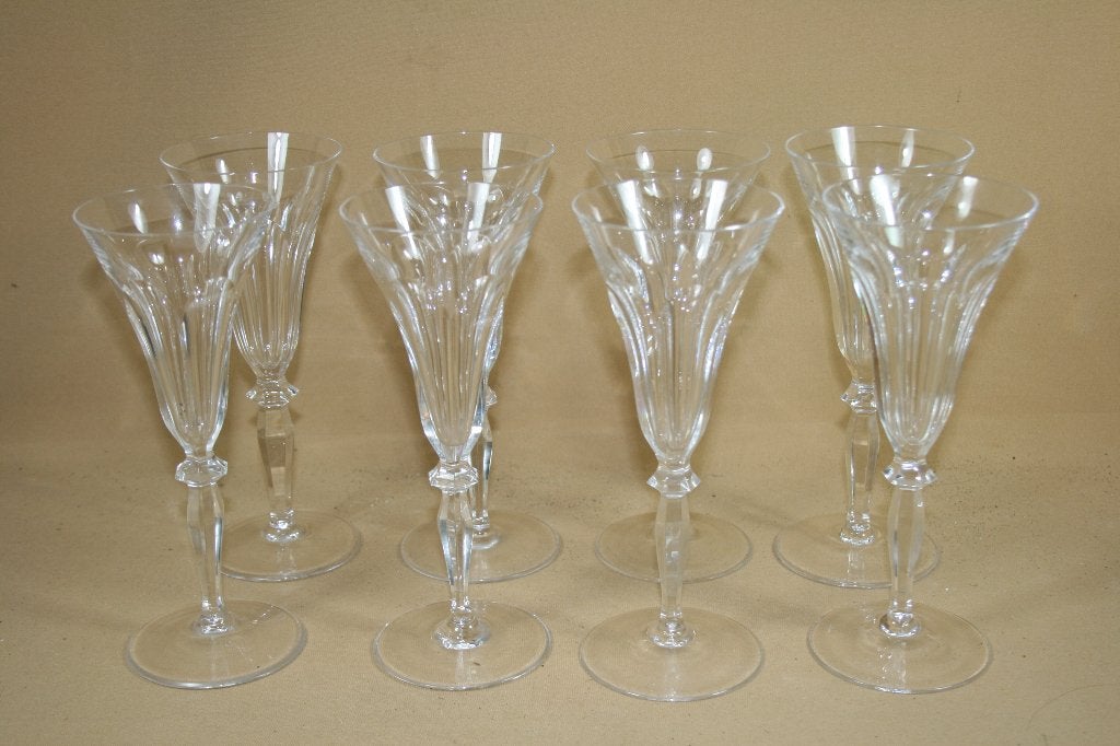8 geslepen kristallen champagne glazen gemerkt, Antiek en Kunst, Ophalen of Verzenden