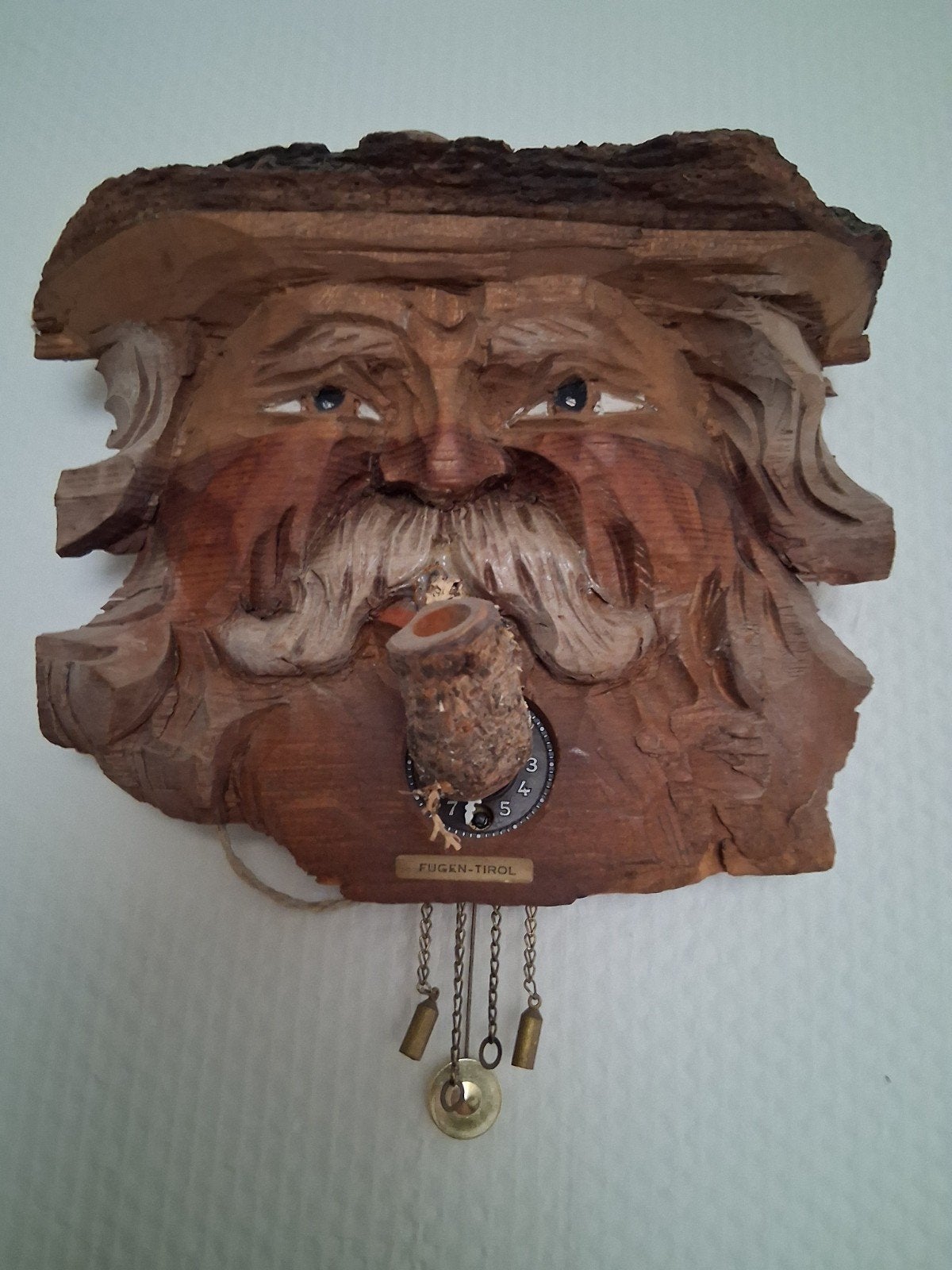Unieke handgesneden houten klok - Tiroler stijl, Antiek en Kunst, Ophalen of Verzenden