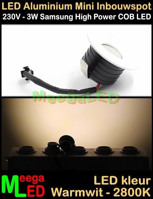 LED 230V mini inbouwspot spot COB 3watt M18 - Warmwit nbd, Huis en Inrichting, Lampen | Spots, Overige materialen, Overige merken