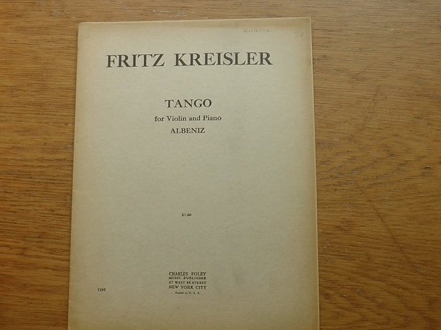 Fritz Kreisler - Tango (Albeniz) voor Viool en Piano, Gebruikt, Klassiek, Ophalen of Verzenden, Piano