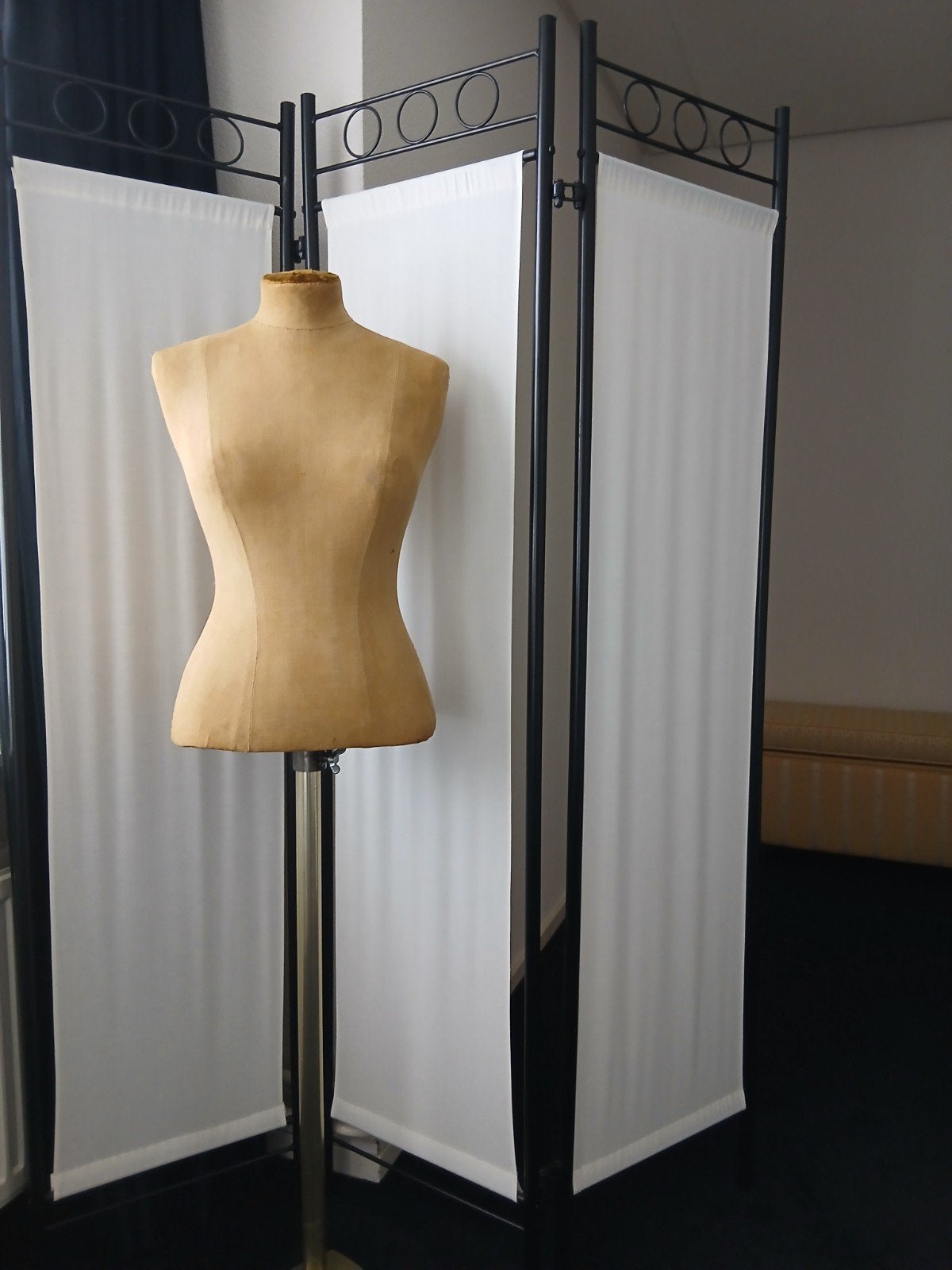 paspop met stang verstelbaar en kamerscherm, Antiek en Kunst, Ophalen, 150 cm, Beige, Pop/figuur