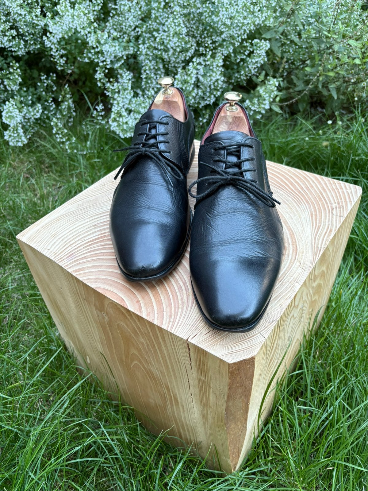 Zwarte Derby schoenen, merk MANZ, Ophalen, Zwart, Gedragen, Veterschoenen