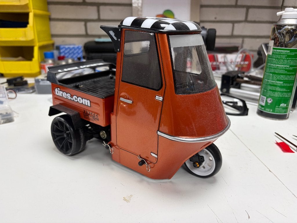 Custom Usukani RC Drift Trike / Piaggio Ape (Uniek!) 1/8, Elektro, Custom Build, Zo goed als nieuw, RC Monkey