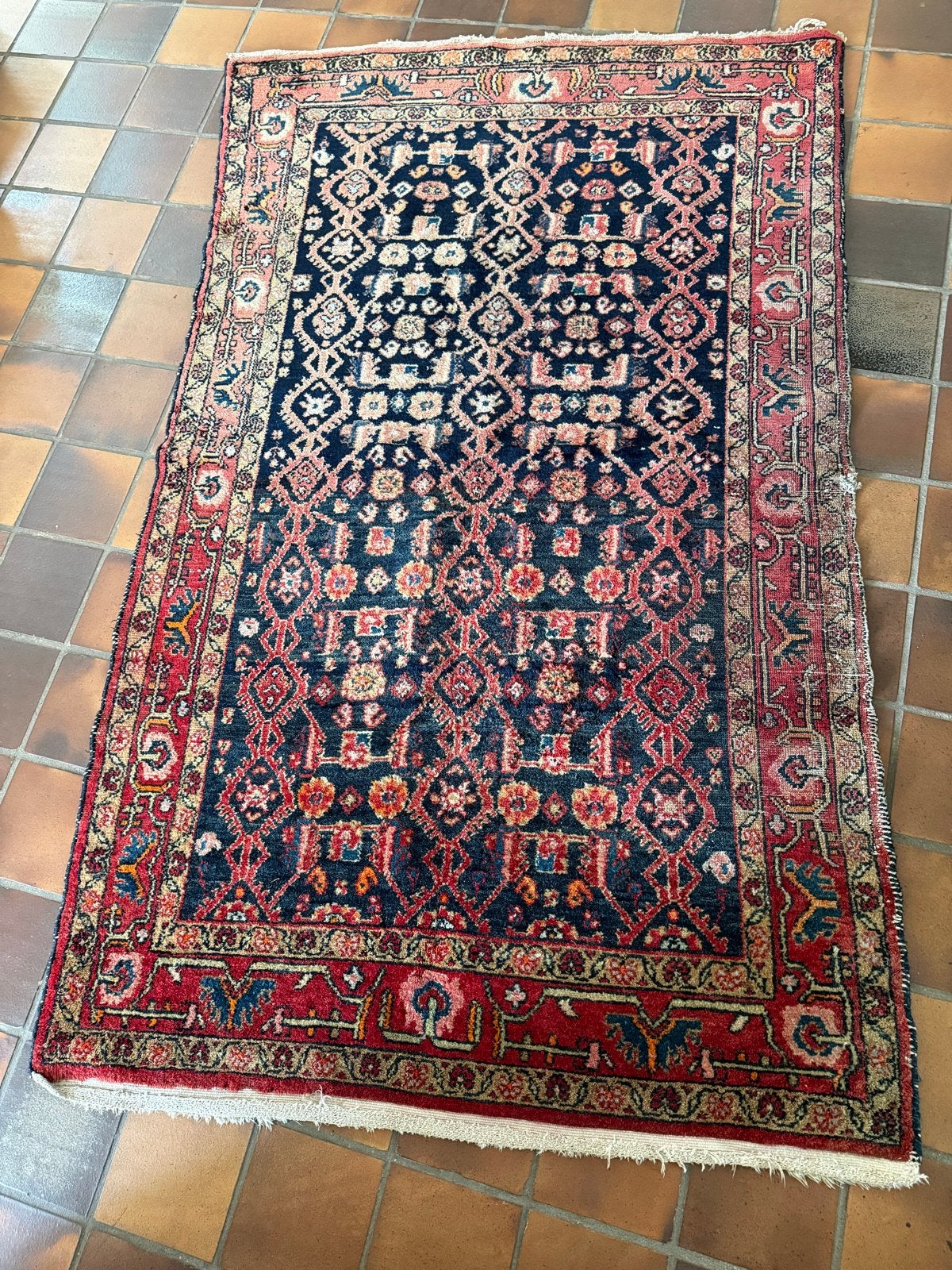 Handgeknoopt Perzisch tapijt uit Iran - 215x136cm, Ophalen, Gebruikt, 100 tot 150 cm, Blauw