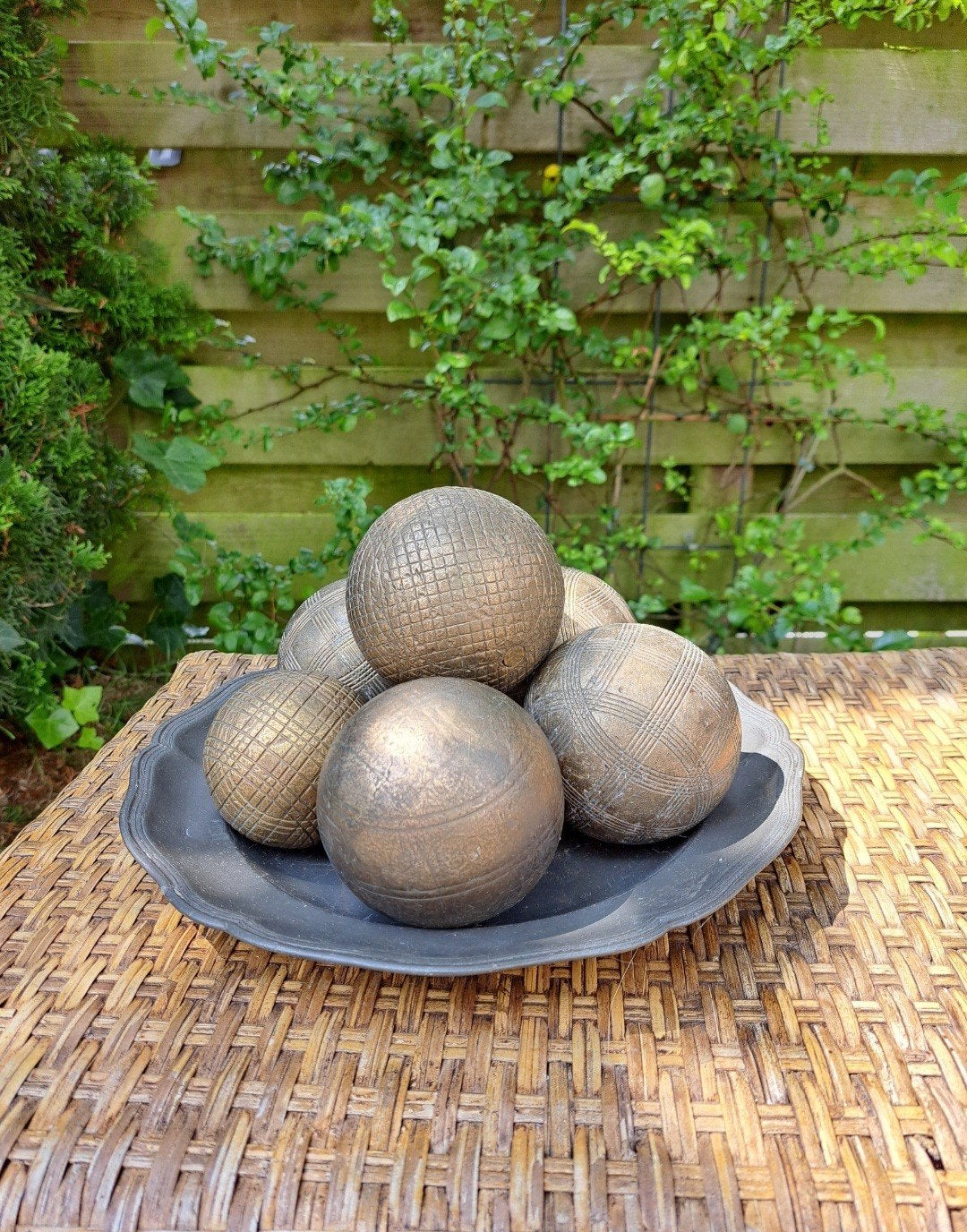 zes oude jeu de boules ballen, Ophalen of Verzenden, Gebruikt, Beton, Overige typen