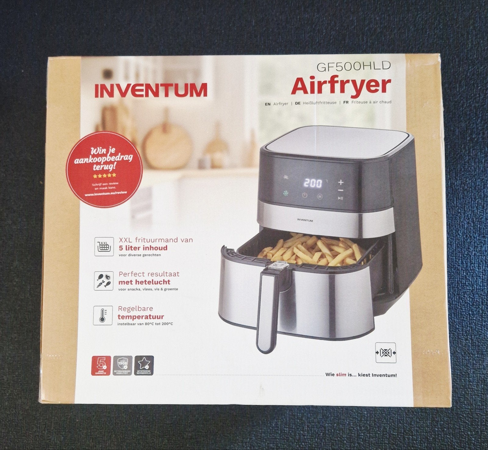 Inventum GF500HLD Airfryer - Nieuw in doos, Ophalen of Verzenden, Nieuw, Airfryer XXL, 1500 gram of meer