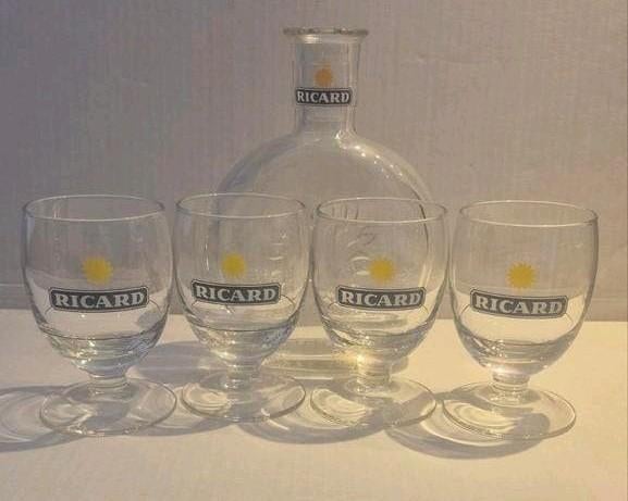 Ricard setje (AB), Verzenden, Zo goed als nieuw, Borrel- of Shotglas
