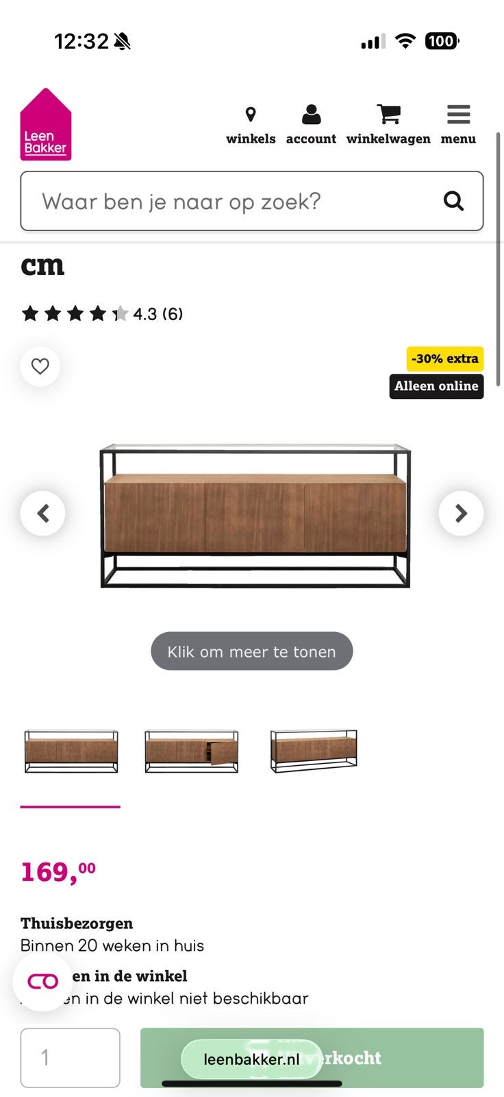 Foto 3 van Dressoir met Glas Michel 180CM