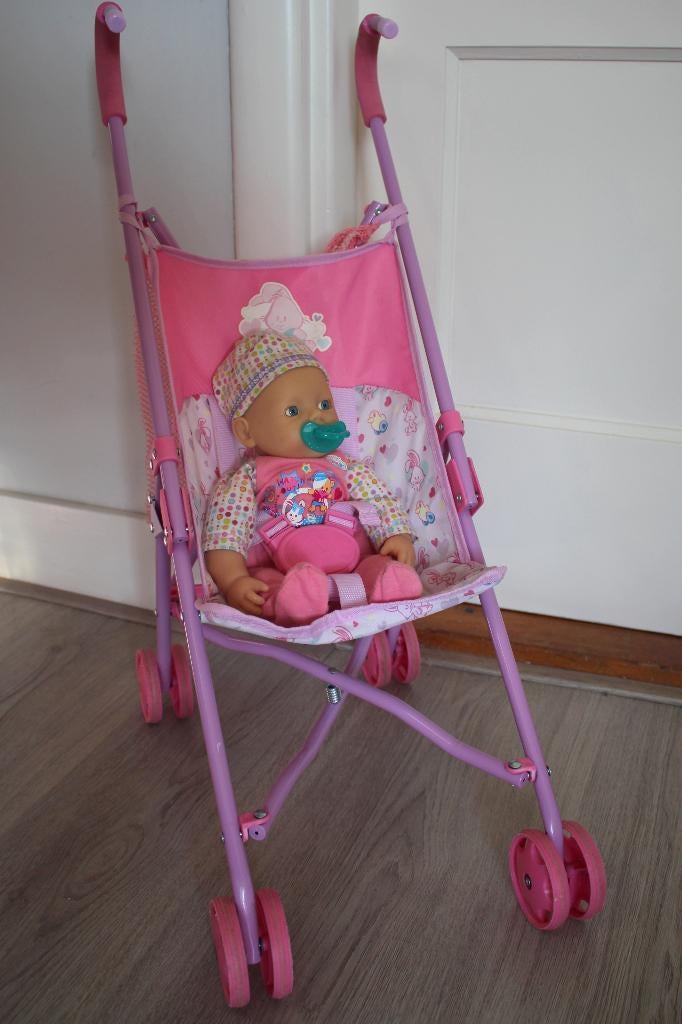 buggy met popje,fietsstoeltje, kleding babyborn 43 + spullen, Ophalen of Verzenden, Zo goed als nieuw, Babypop