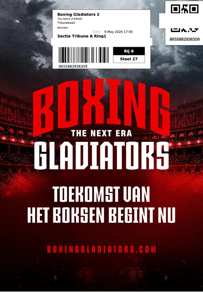 ticket boxing gladiators kraus, Ophalen, Nieuw, Overige