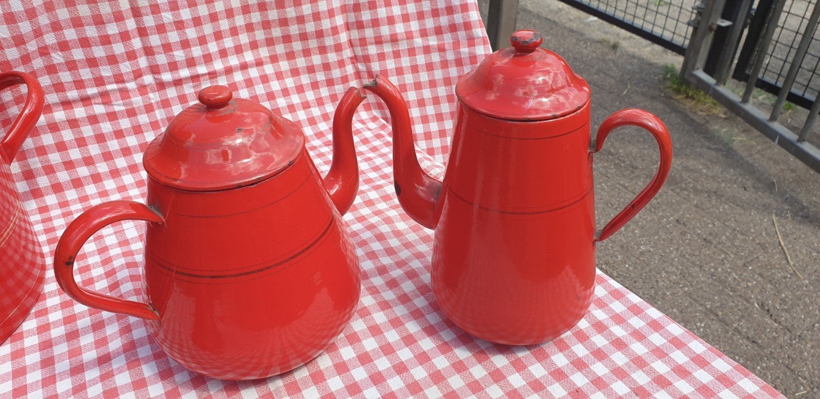 Rode thee en koffiepot, Antiek en Kunst, Ophalen of Verzenden