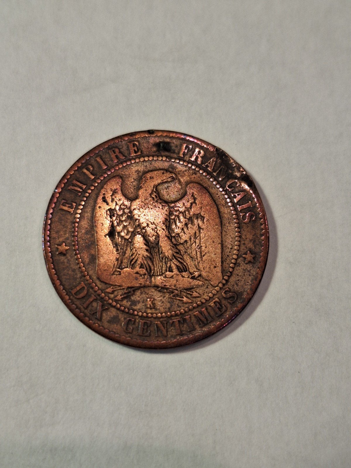Zeldzame 1863 Napoleon III 10 Centimes Munt, Ophalen of Verzenden, Zuid-Azië, Losse munt