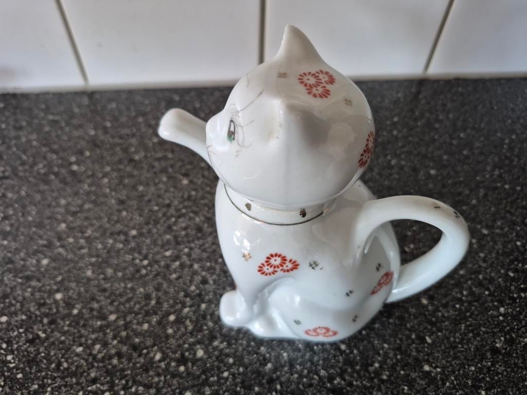 Klein vintage theepotje Poes, Ophalen of Verzenden