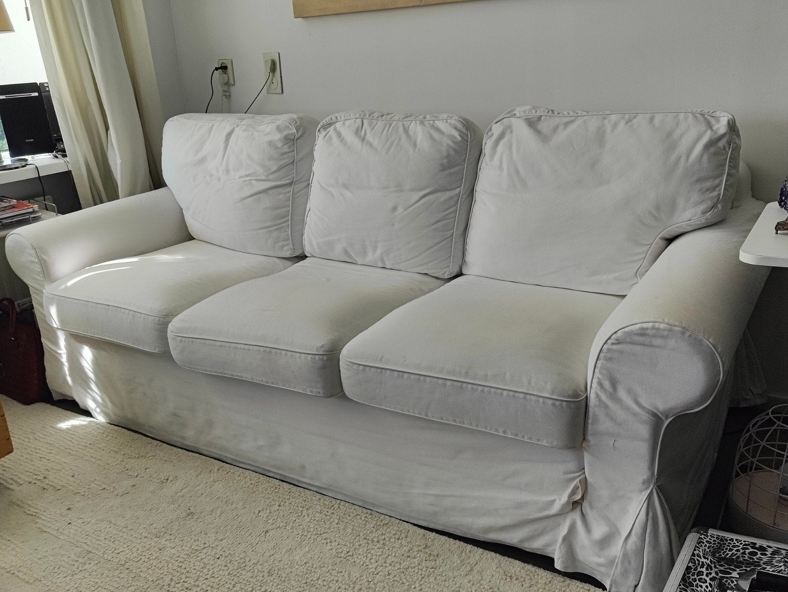 ikea slaapbank,driezits en tweepersoons, Ophalen, Gebruikt, Tweepersoons, Stof
