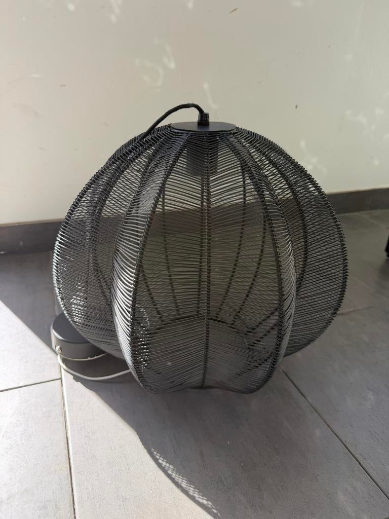 Moderne zwarte metalen draadlamp - uniek design, Ophalen, Gebruikt, Metaal