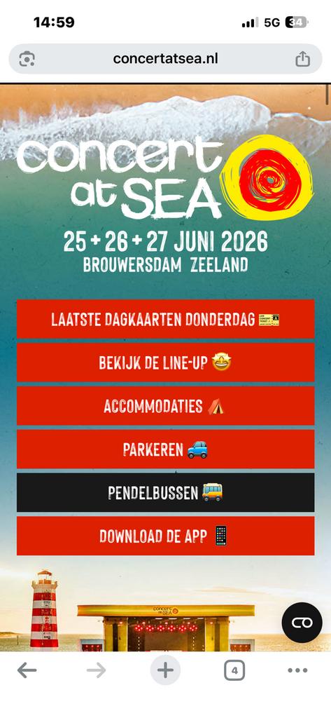 Opzoek naar kaartjes voor concert at sea vrijdag en zaterdag, Twee personen, Juni