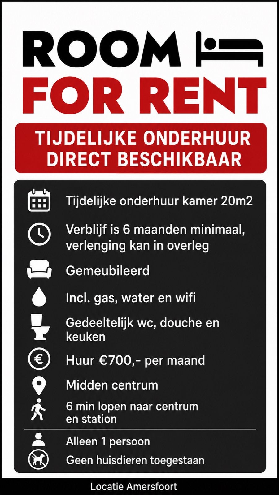 Kamer tijdelijke huir