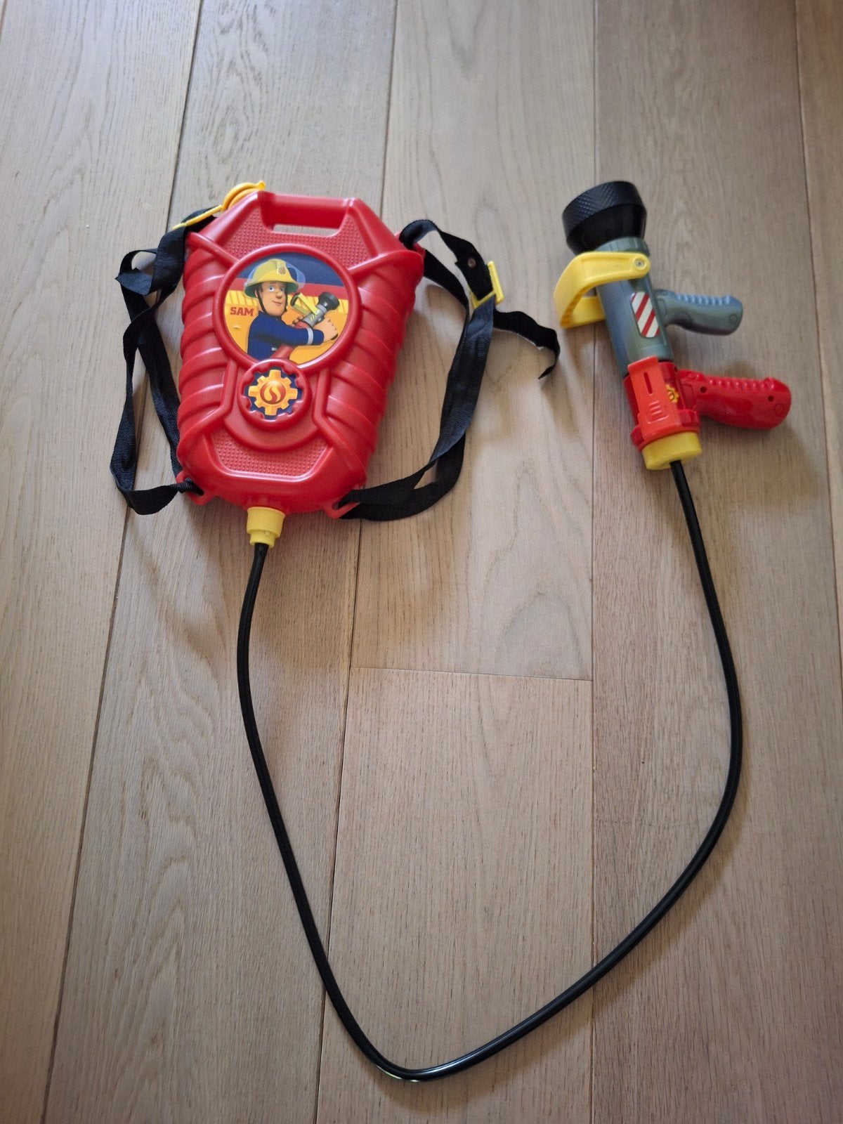 Brandweerman Sam waterpistool met rugzak, Ophalen, Gebruikt