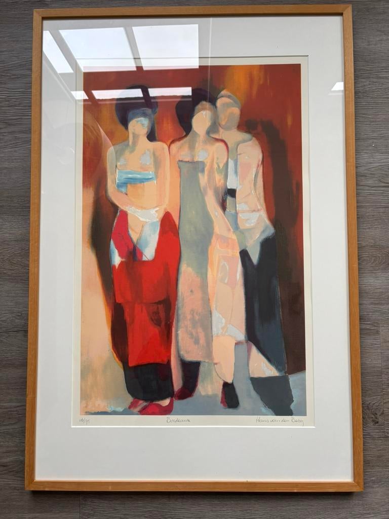 Hans van den Berg - "Bordeaux" - Zeefdruk (65x96cm) in lijst, Ophalen
