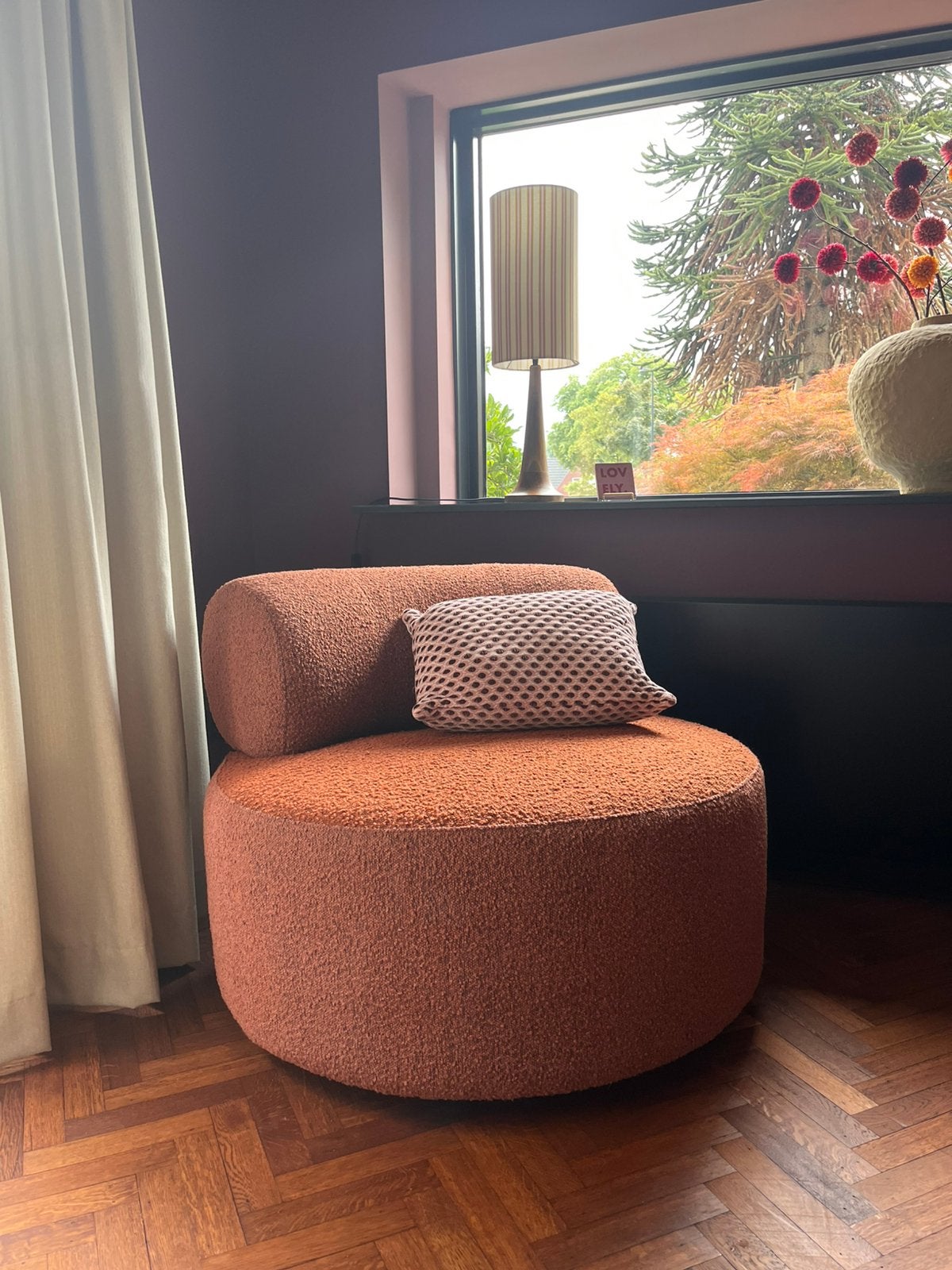 Fauteuil boucle terra, Huis en Inrichting, Stoelen, Ophalen, Overige kleuren, Zo goed als nieuw, Eén