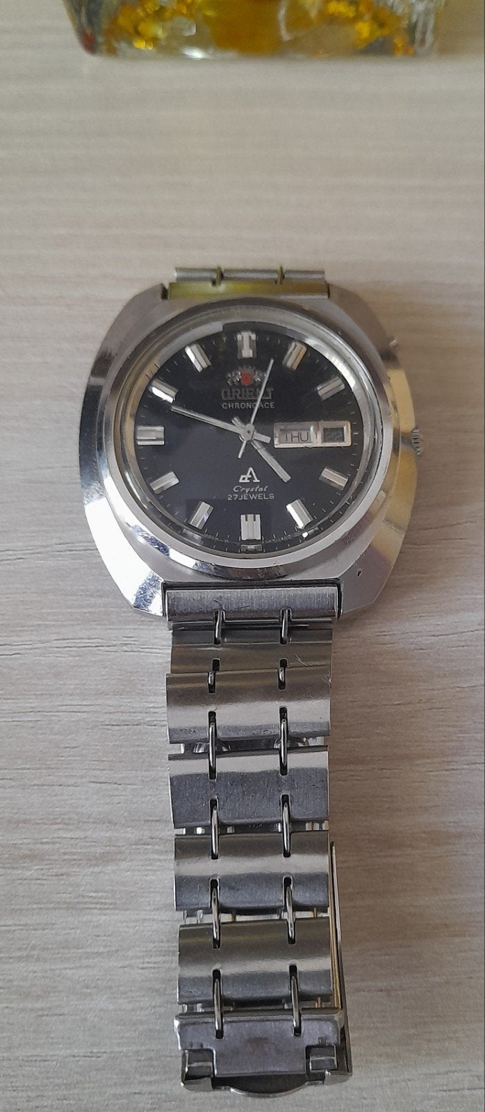 Vintage Orient Chronoace automatisch horloge 27 Jewels, Ophalen, Staal, Overige merken, 1960 of later
