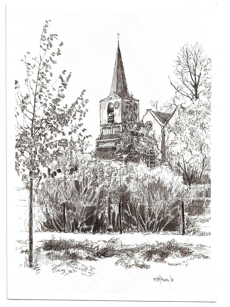 AK Bennekom - De Oude Kerk, Marius Jansen, Verzenden, 1960 tot 1980, Ongelopen, Gelderland