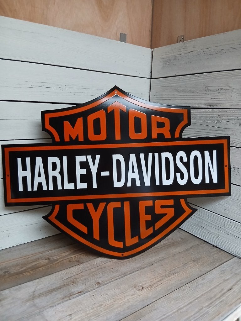 Handgemaakt emaille reclamebord, Harley Davidson, 6550 cm., Reclamebord, Onbekend, Ophalen of Verzenden, Zo goed als nieuw