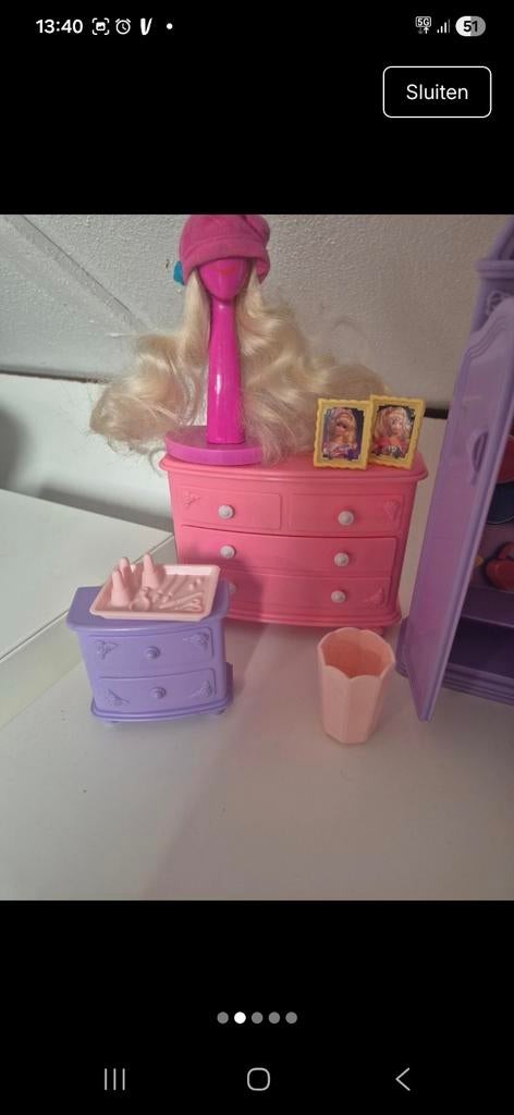 Vintage Retro Barbie Badkamer en Slaapkamer Set, Ophalen of Verzenden, Gebruikt