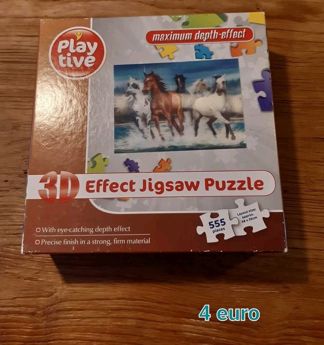 Playtive 3D Effect Jigsaw Puzzel - Paarden (555 stukjes), Hobby en Vrije tijd, Ophalen of Verzenden, 500 t/m 1500 stukjes, Gebruikt