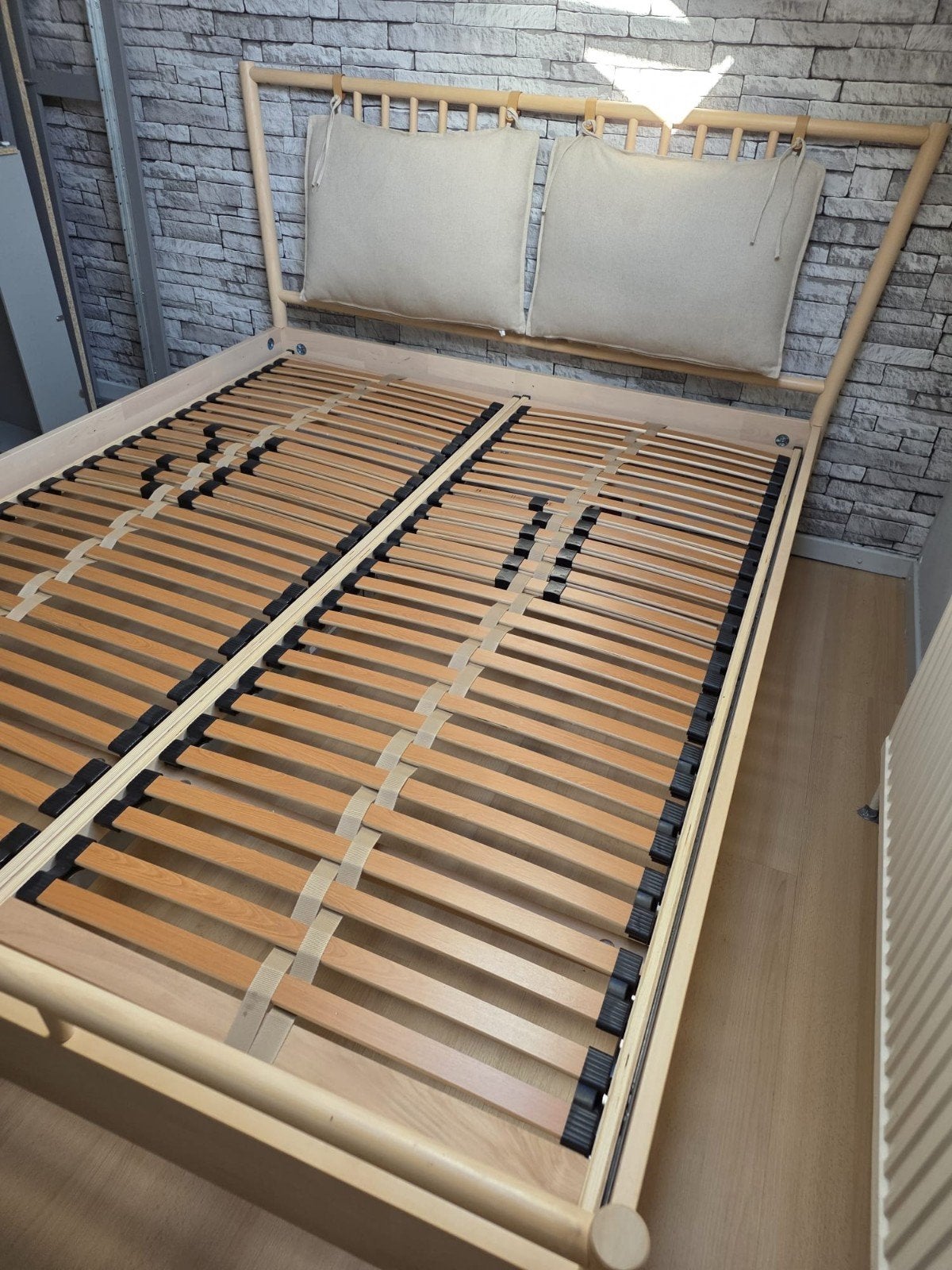 IKEA BJÖRKSNÄS Bedframe 160x200 cm - Berken, Ophalen, Beige, Tweepersoons, Zo goed als nieuw