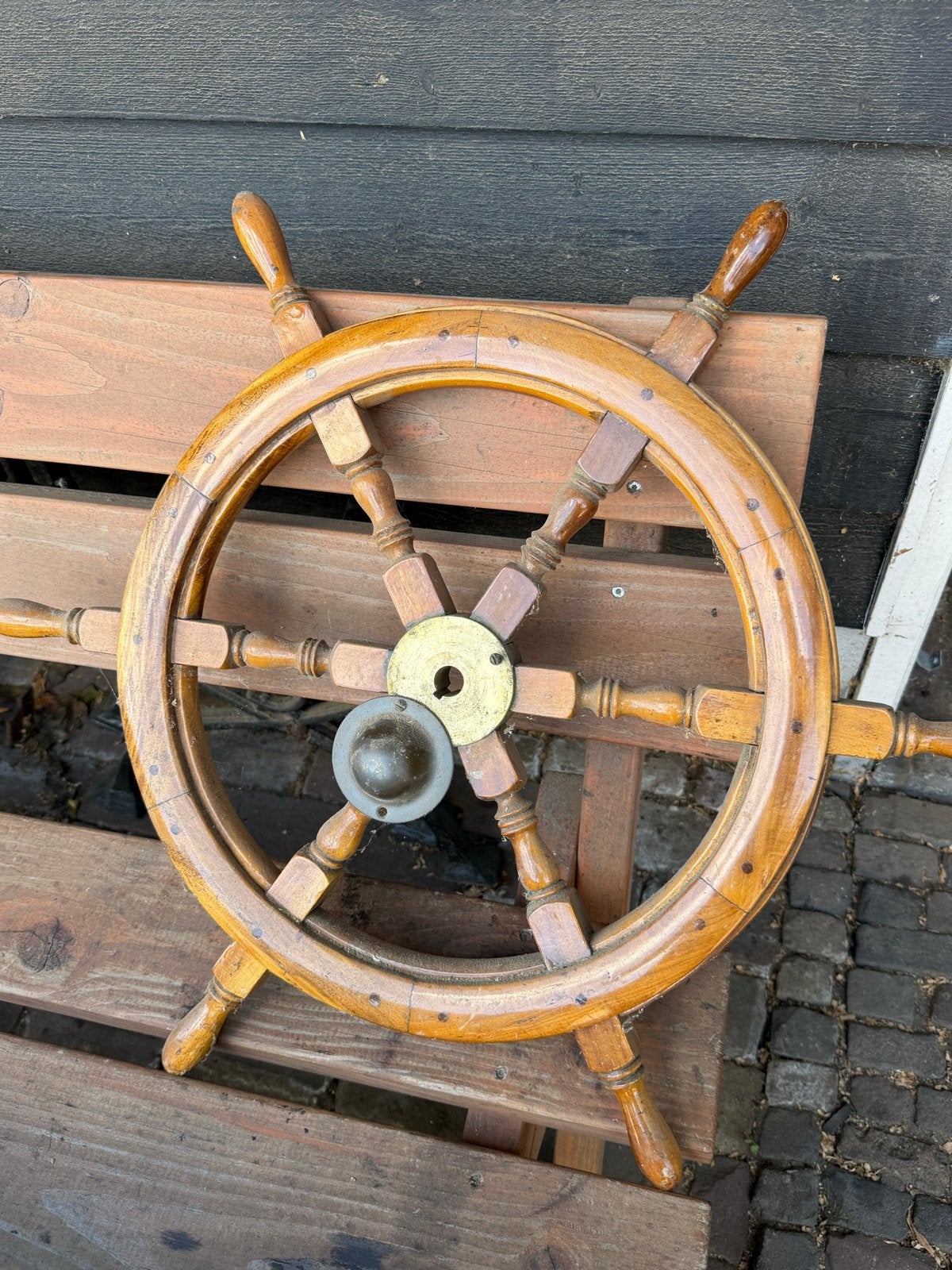 Klassiek houten scheepsroer - Decoratief stuurwiel, Ophalen, Gebruikt, Overige typen