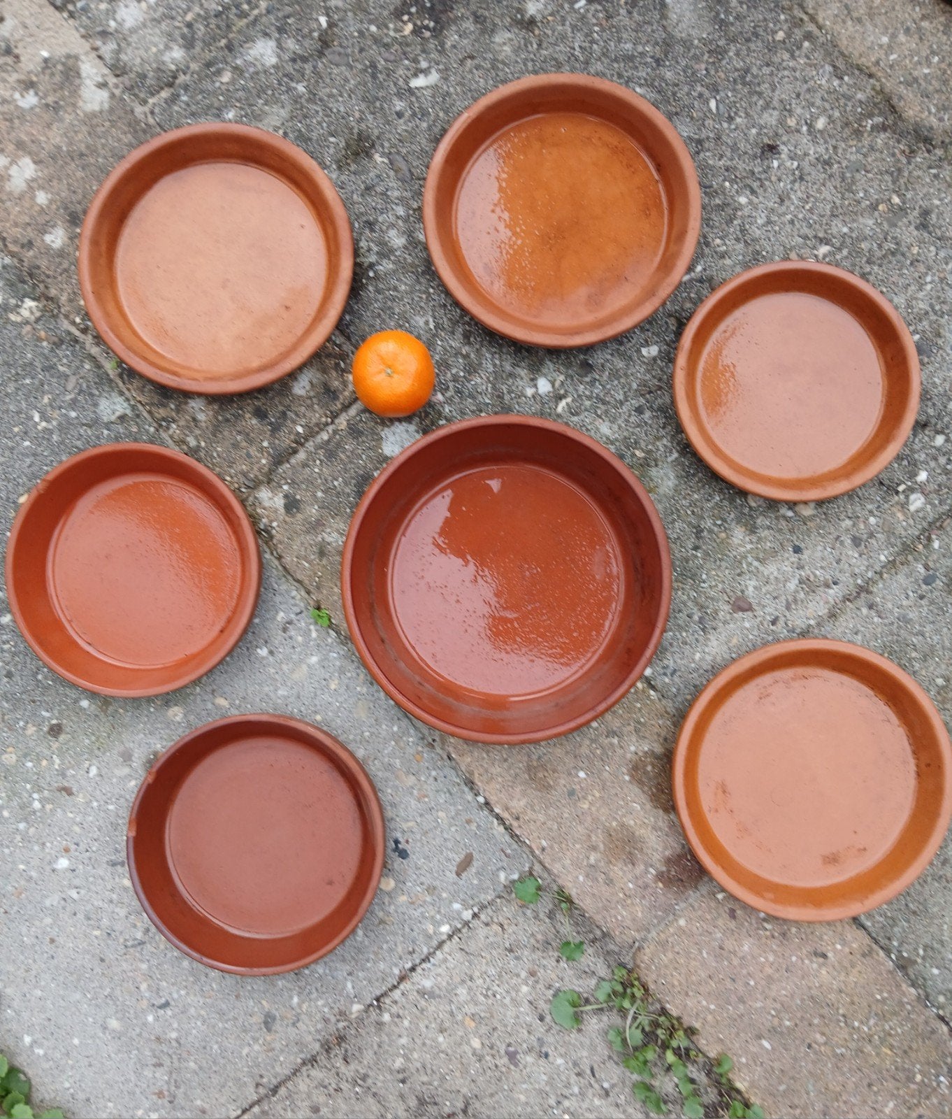 7 plantenschotels aardewerk van 17 tot 22 cm, Ophalen, Rond, Aardewerk, Minder dan 40 cm