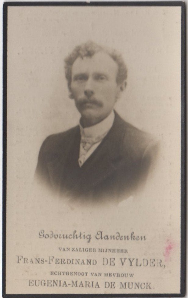 Frans F. de Vylder 1873 Belcele + 1931 Belcele, 57 jaar oud, Ophalen of Verzenden