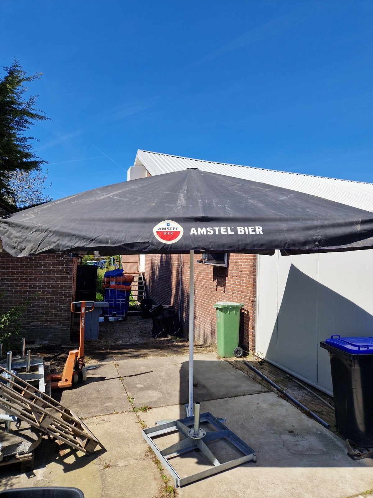 Horeca parasol 3x3 Amstel Bier, Tuin en Terras, Parasols, Ophalen, Gebruikt, Zweefparasol