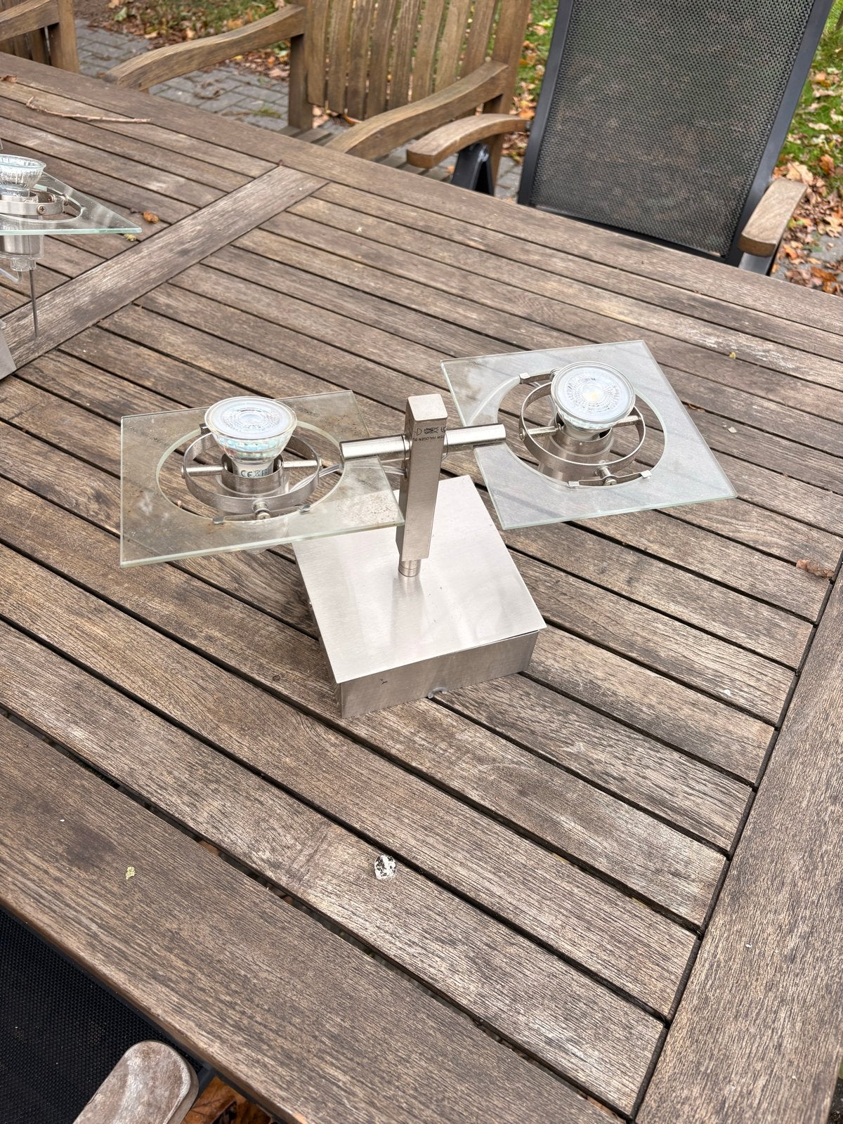 Moderne plafondlamp Ikea- RVS met glazen accenten, Overige merken, Gebruikt, GU10, Zilver