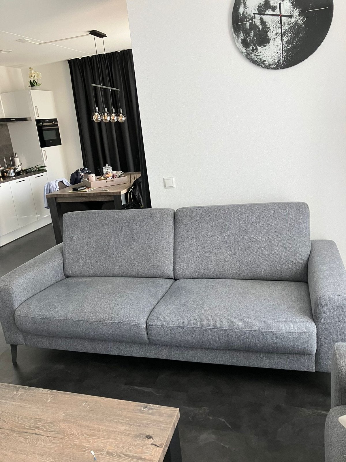 Grijze Bank (Hogenboezem) 210x60x85 - 1,5 jaar oud, Ophalen, Gebruikt, Driepersoons, 75 tot 100 cm