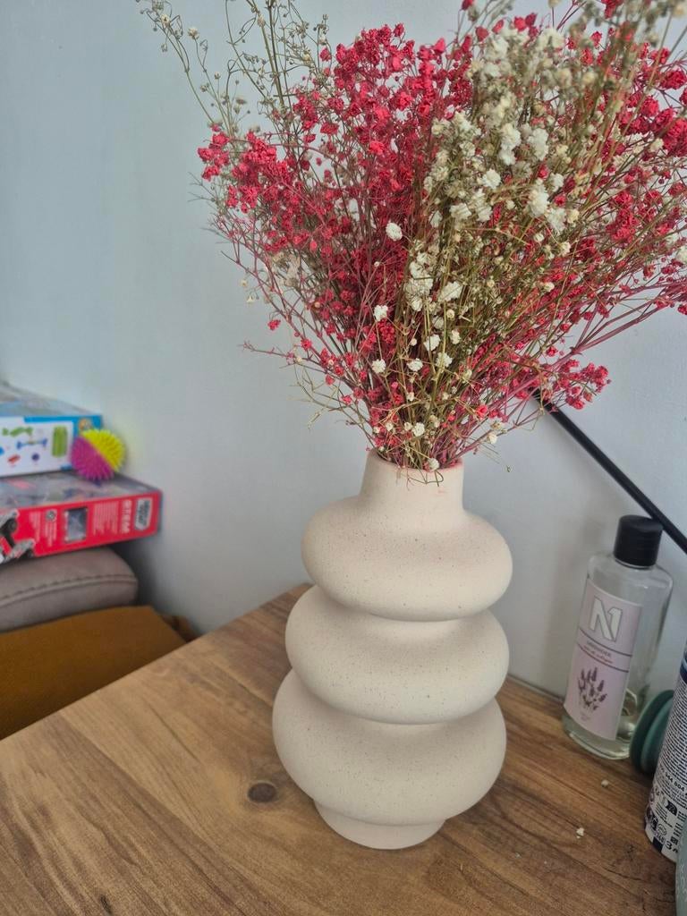 Vaas met gipskruid - Decoratieve bloemenvaas, Ophalen, Overige materialen, Overige kleuren, Zo goed als nieuw