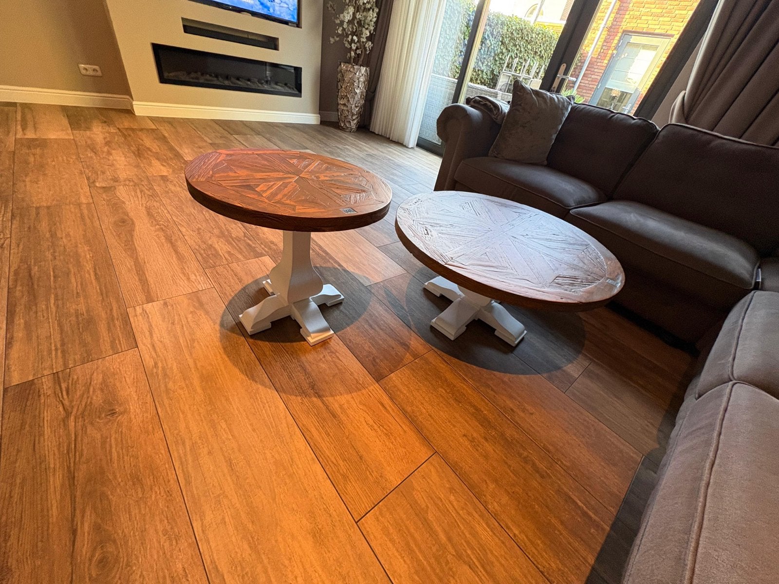 Riviera Maison Tafel Set - Salontafels & Eettafel, Ophalen, Zo goed als nieuw, Rond, Overige houtsoorten