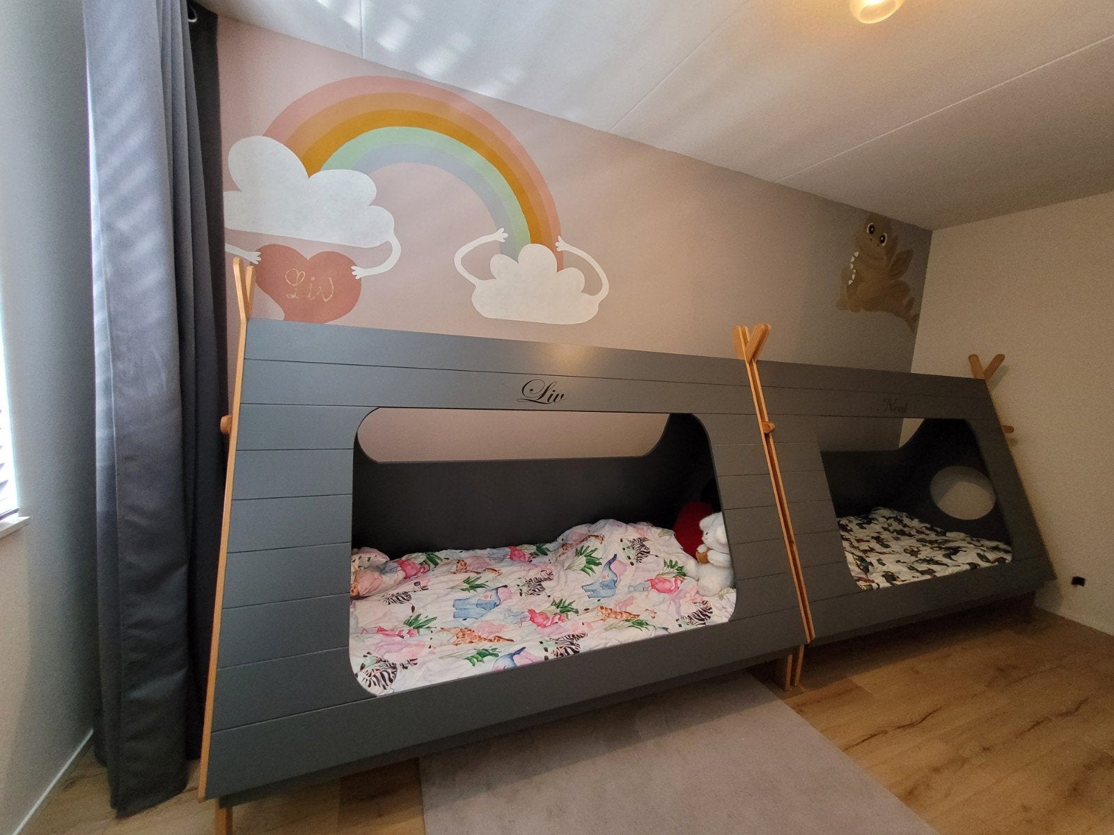 2x Tipi tienerbed BLN Kids grey, Kinderen en Baby's, Kinderkamer | Bedden, Zo goed als nieuw, 180 cm of meer, 100 cm of meer, Ophalen
