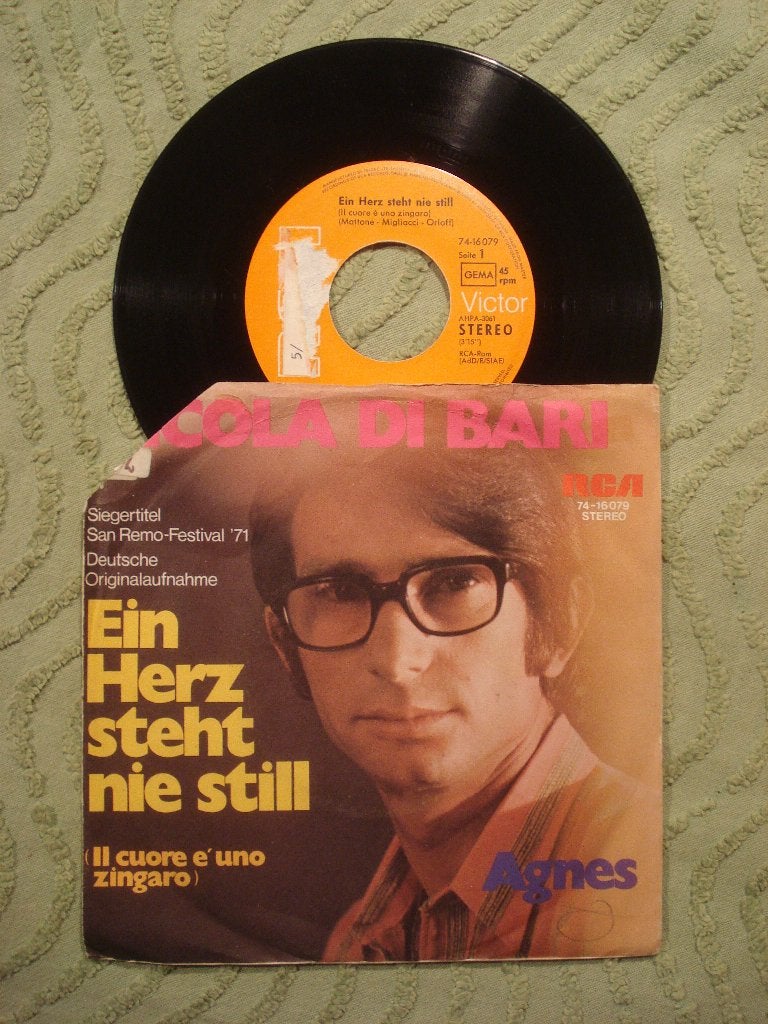 Nicola di Bari 7" Vinyl Single: ‘Ein Herz steht nie still’, Ophalen of Verzenden, Gebruikt, Pop