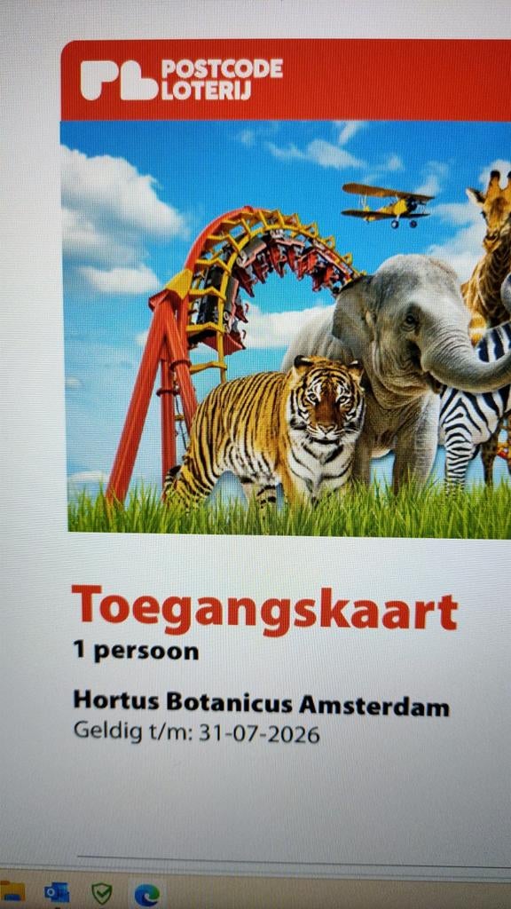 4 toegangskaarten Hortus en Artis Postcodeloterij, Drie personen of meer, Ticket of Toegangskaart