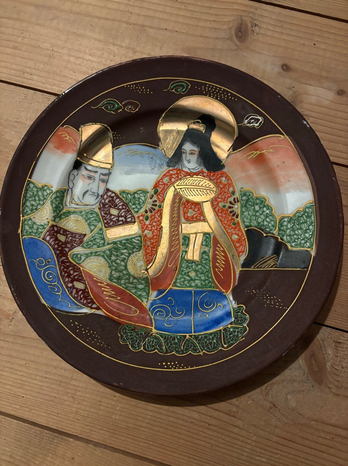 Antiek Japans Satsuma-stijl decoratief bord, Antiek en Kunst, Ophalen